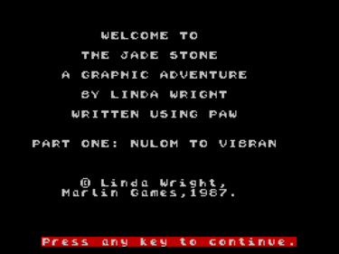 Jade Stone, The - Part 1 - Nulon To Vibran (1987)(Zenobi Software)[re-release]