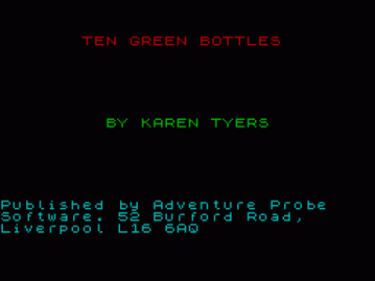 Ten Green Bottles (1995)(Adventure Probe Software)[128K][re-release]